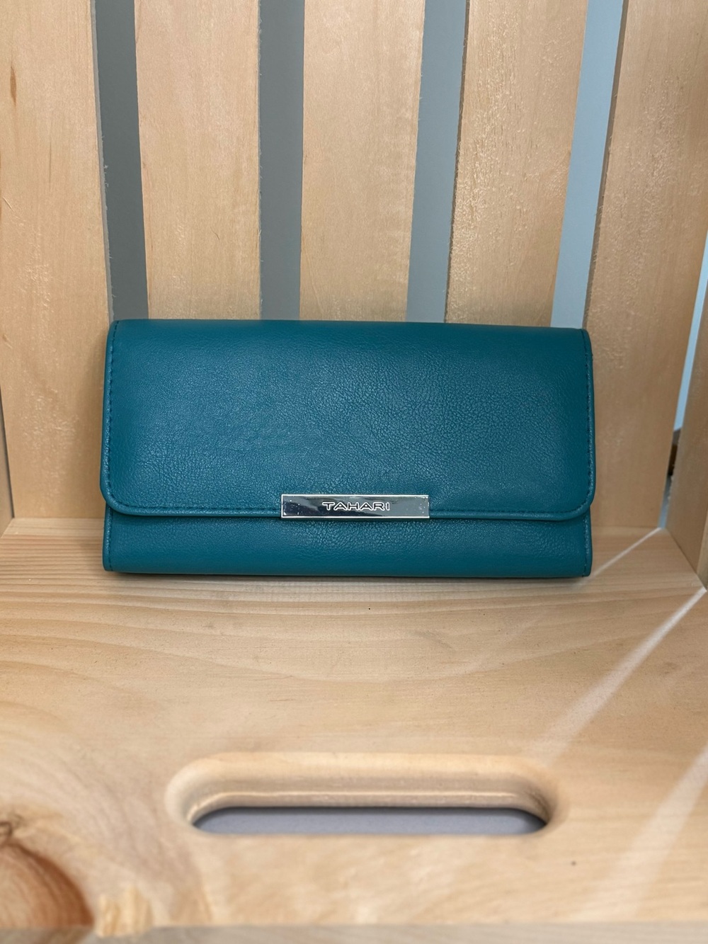 Tahari Teal Pebble Grain Trifold Wallet - NWOT
